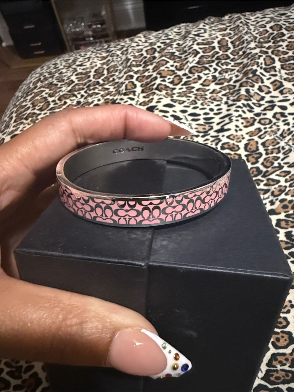 Coach Pink Signature Enamel Bangle Bracelets